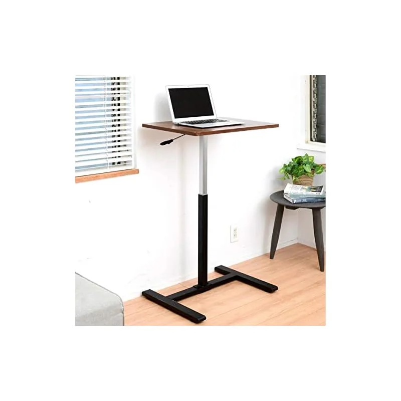 【即納】[山善] 昇降デスク スムーズかんたん昇降 幅60(奥行45高さ67-102cm) ガス圧 無段階昇降 スタンディングデスク PCデスク 組立品 ウォルナット KUP-6045(WL/BK)