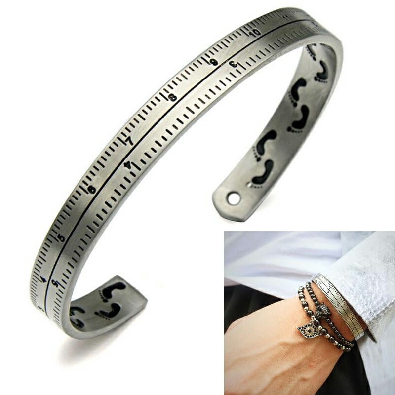 人気が高い メジャー ステンレス 面白い 目盛り 定規 ものさし 女性 男性 手首 アクセサリー 腕輪 バングル ブレスレット Www Coralreefcondos Com