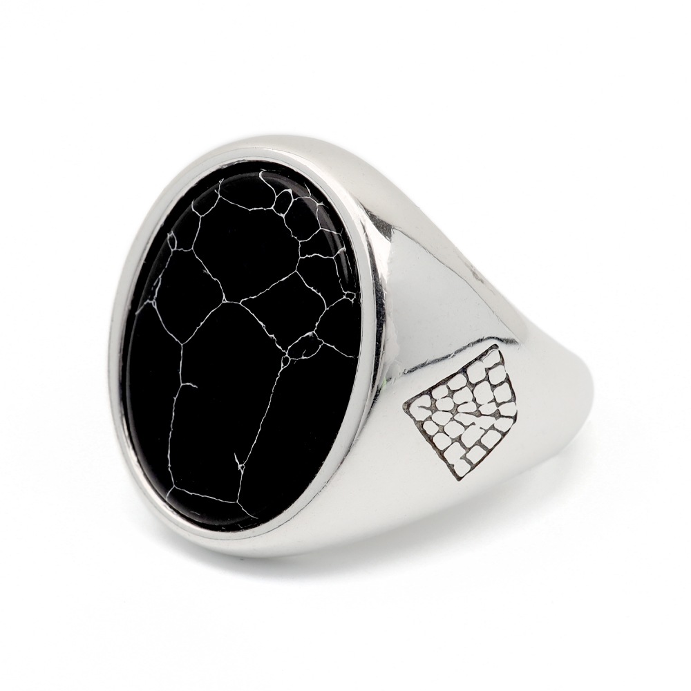 925 印台リング スタンプリング 黒 [cr402]