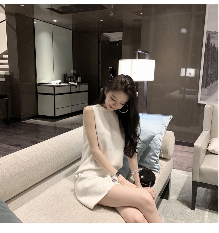 ワンピース 膝丈 ひざ丈 袖なし ノースリーブ Vネック Aライン 綿 ポリエステル 大人可愛い 上品さ ワンピドレス お呼ばれ きれいめ 大人 上品 おしゃれ お洒落 大人女子 ルーズ 個性的