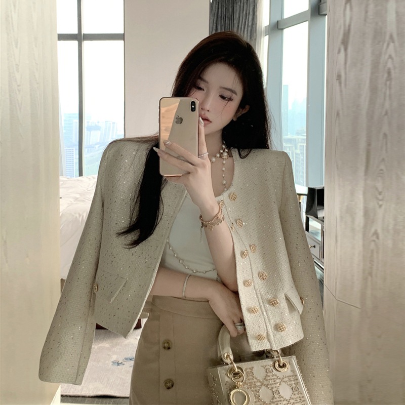 韓国デザイン高級感　上品お嬢様スーツトップス