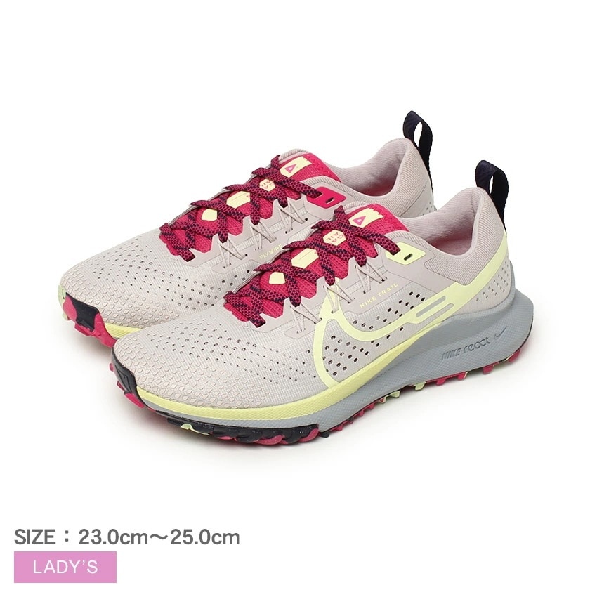 トレイル ランニング シューズ レディース ペガサス トレイル 4 グレー ピンク DJ6159 靴 カジュアル 運動 ローカット スポーティ 通勤 通学 シューズ レースアップ 反発力