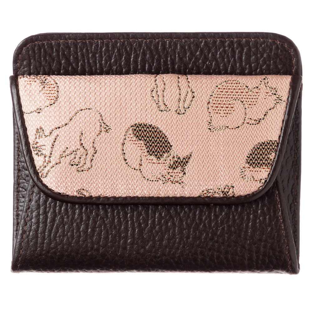 京都 あらいそ　ねこ尽くしコインケース　桃x茶　西陣織名物裂　Kyoto nishijin Coin purse