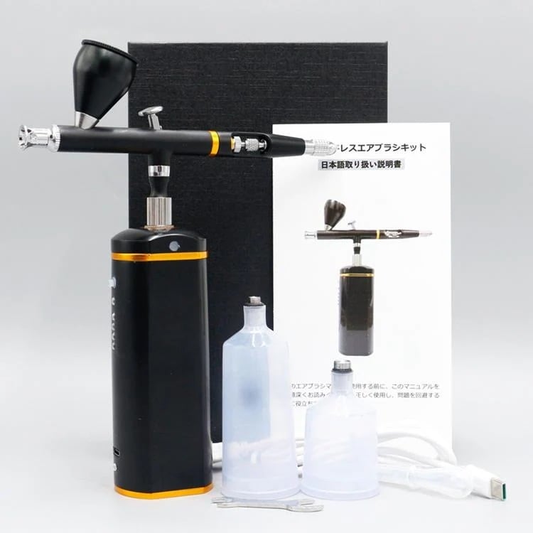 DIY工具塗装用品口径0.3mm コンプレッサー 絵画 塗装工具 オートスイッチ 自動電源 1500mAh電池 模型 DIY エアブラシ エア調整バルブ付 USB充電式 プラモデル