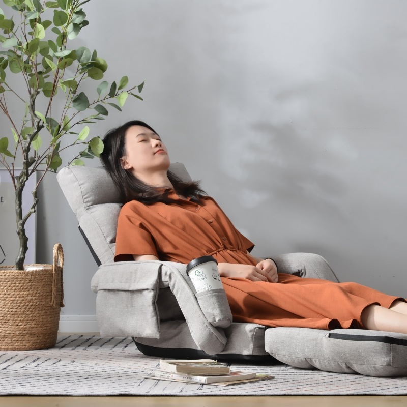 座椅子 リクライニング 14段ギア リクライニングチェアー サイドポケット付き 肘掛け ファブリック 座イス おしゃれ ハイバック 椅子 チェアー いす イス コンパクト