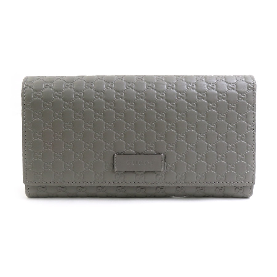 グッチ GUCCI 長財布 マイクログッチシマ レザー グレー ユニセックス 449396 h31886j
