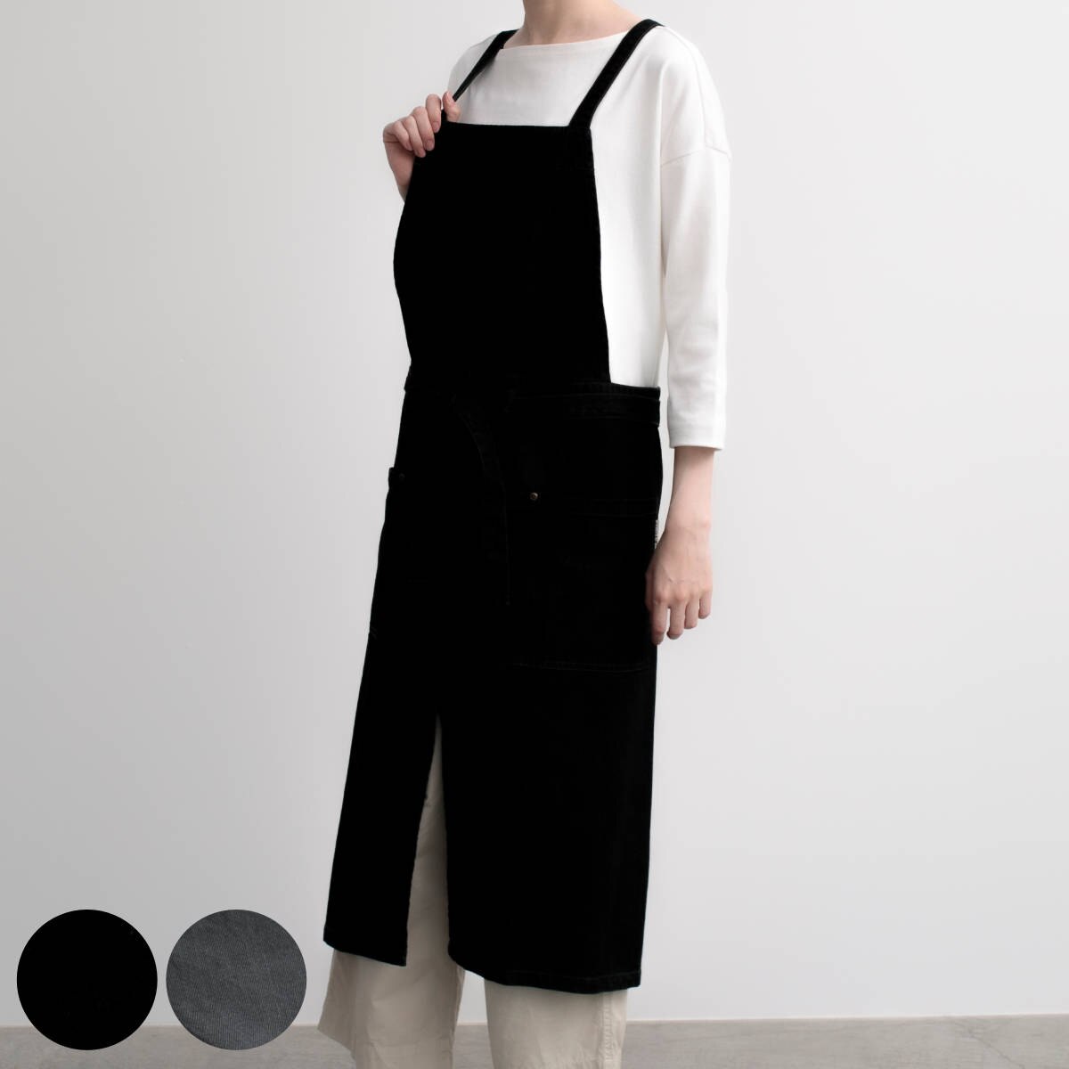 エプロン 綿100％ ラップエプロン デニム ポケット付き COCOWALK ココウォーク