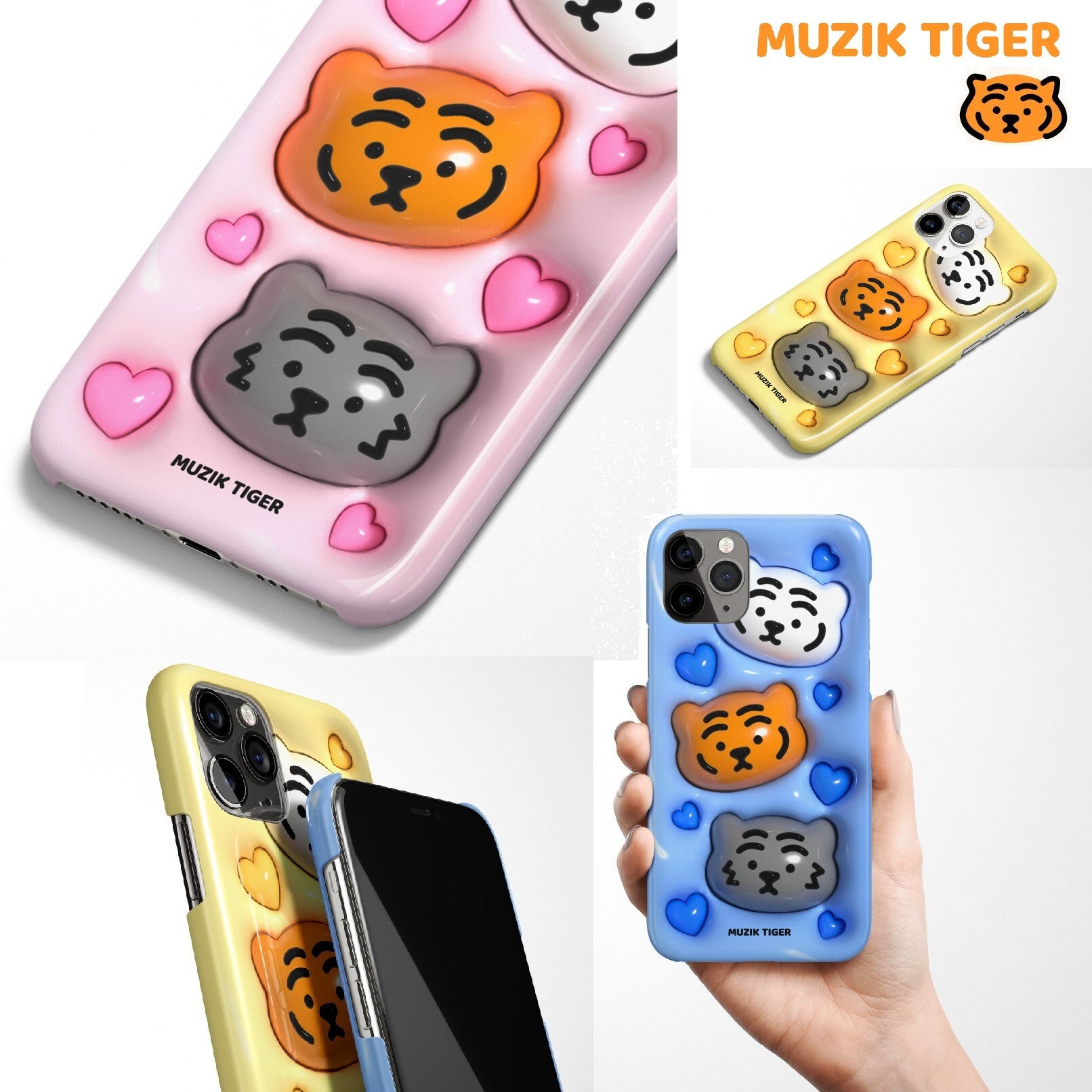 Pudding Tiger Phone Case 3種 ハードスリム iPhone Case 新商品 韓国人気 韓国製品 オーダーメイド カップルアイテム 4,750円