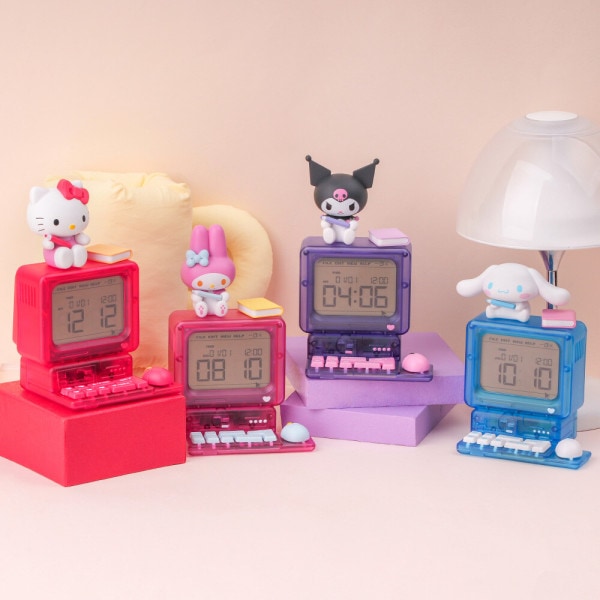 レトロ パソコン置き時計 デジタルキャラクター アラーム時計