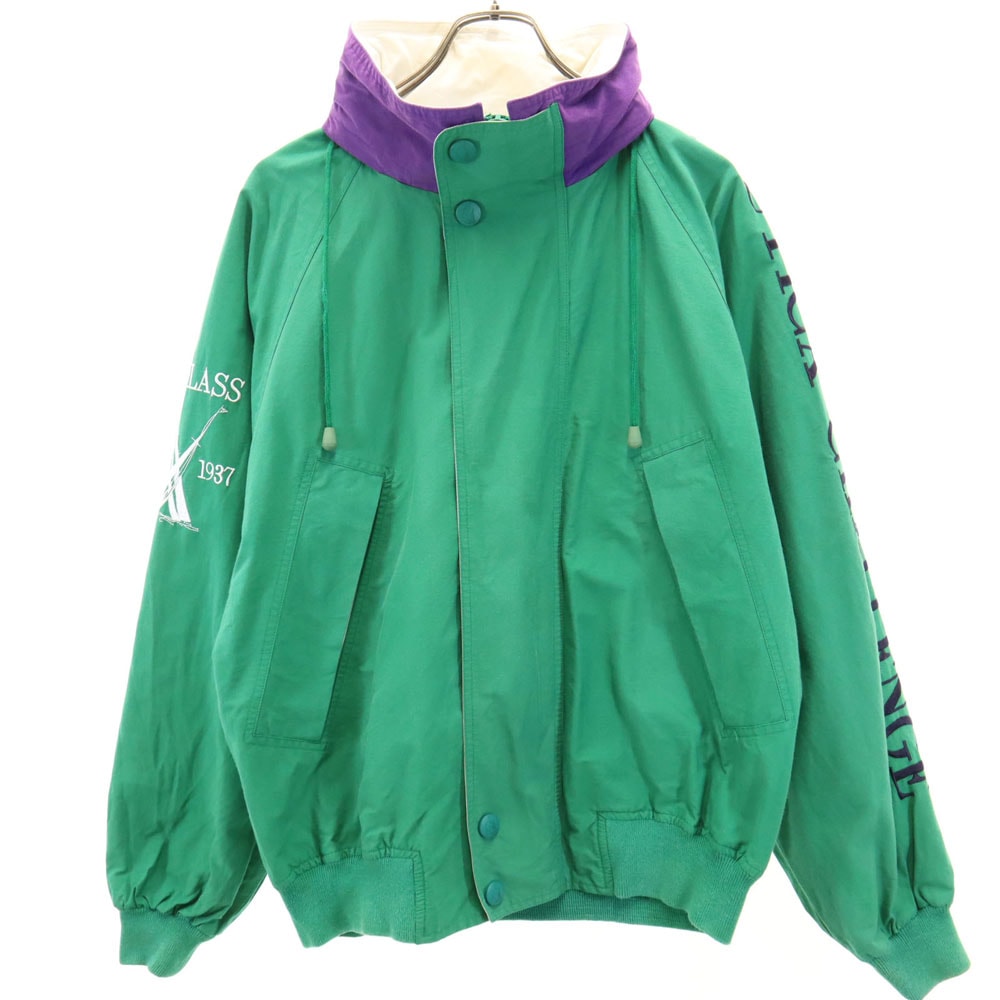90s オールド 長袖 ジップジャケット L グリーン系 フード メンズ
