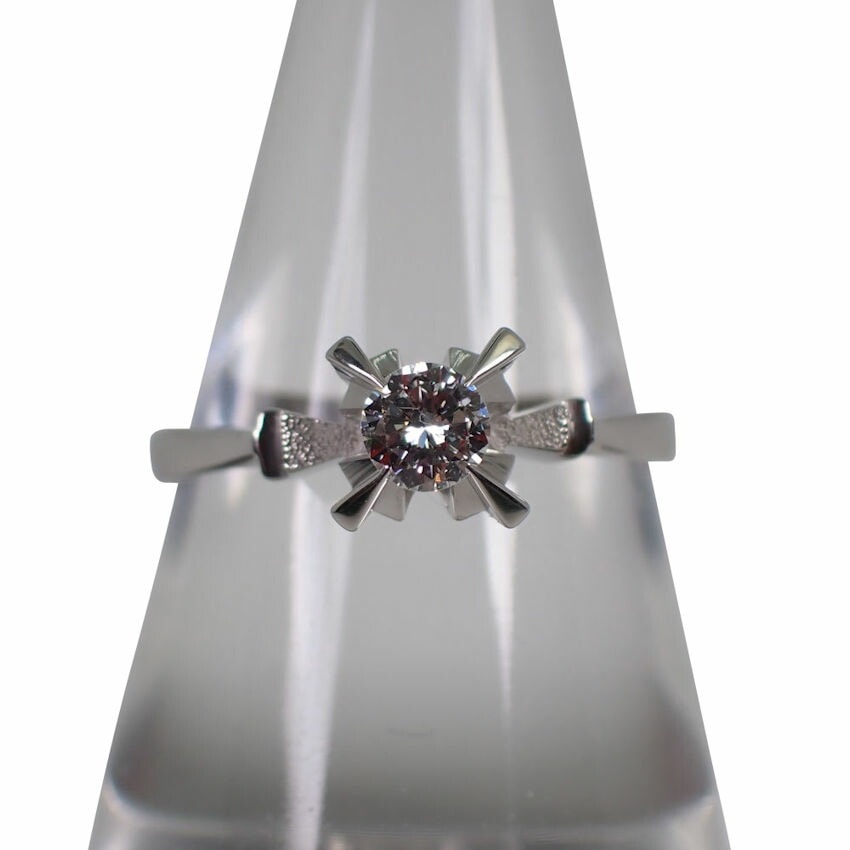 【中古】Pt900 ダイヤモンド/0.23ct 縦爪 リング 13.5号[g301-34］