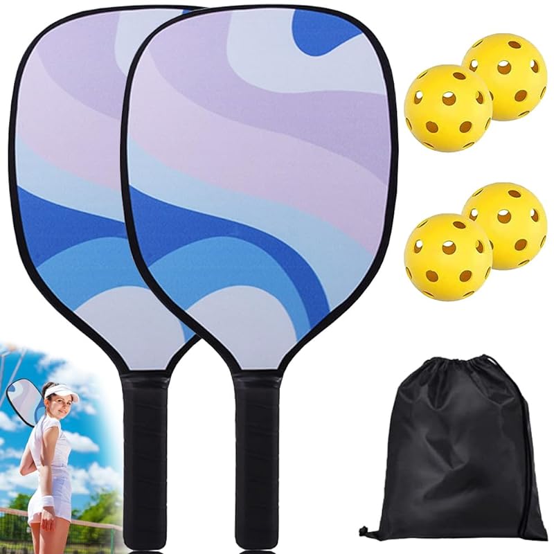 ピックルボールパドル パドル アンド ボール セット ピクルスボール スポーツ 用品 初心者 屋内室外兼用 タイプ パドル 軽量 競技ピックルボール用 人間工学に基づいたソフトグリップハンドル 男女兼