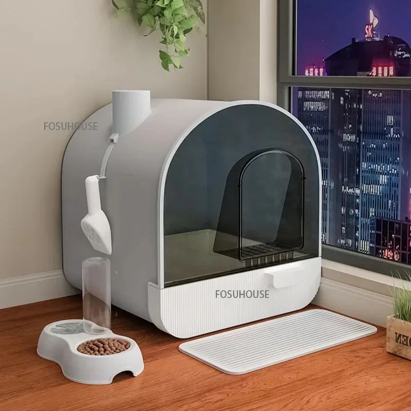 完全に閉じた猫のキラキラボックス 大型 防臭 トイレ 引き出し 管状 砂の上 環境を防ぎます