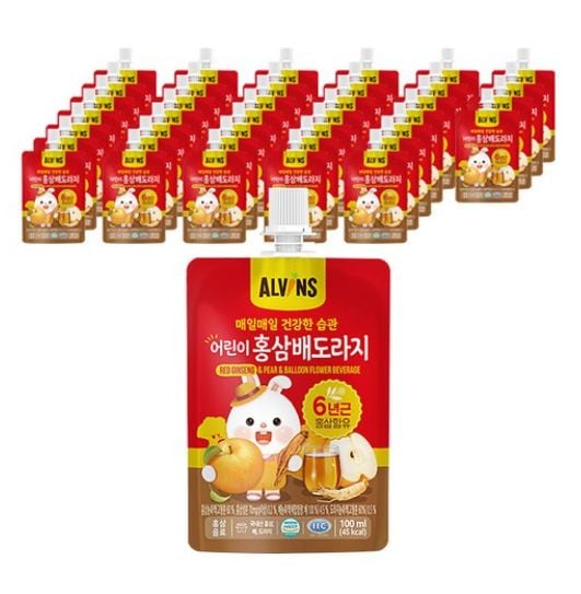 (Alvins) 子供紅参含有梨汁とキキョウ汁の混合味100ml 40個