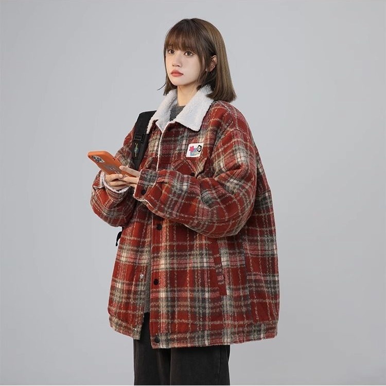 オーバーサイズジャケット ビッグシルエット チェック柄 フリース ウール ユニセックス プラスサイズ レディース コート 着る毛布 ブルゾン アウター 上着 長袖 襟付き もこもこ ふわふわ ふっくら