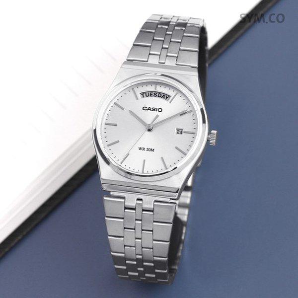 MTP-B146D-7A レトロ ヴィンテージ ラウンド デイデイト メンズ メタル 腕時計 d