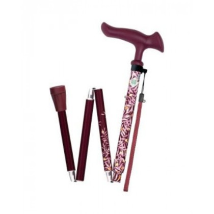 フジホーム ステッキ 杖 かるがもファムII折畳 リーフワイン WB5220