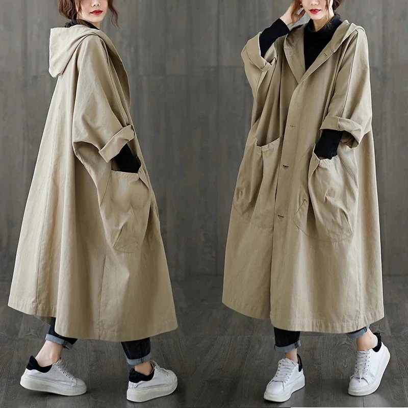 「ファットガール」 薄手/裏起毛2タイプ 秋/冬/大きいサイズ/オーバーニー/ロング/大ポケット/コート/レディース/フード 裏起毛 アウター ウインドブレーカー メガ割30%までに制限