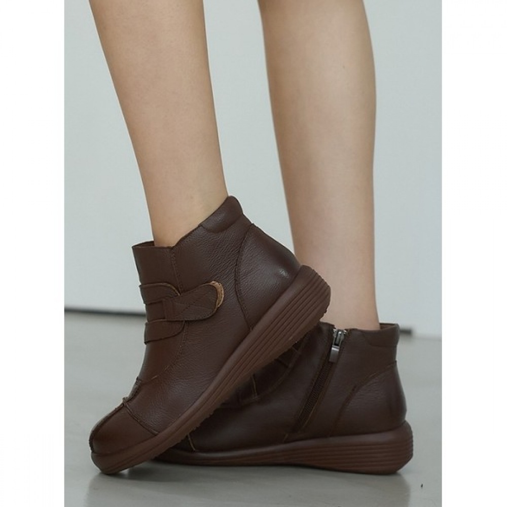 (Ninas Paris) キム・オー・ライニング切開ステッチベルクロ付きレザーアンクル