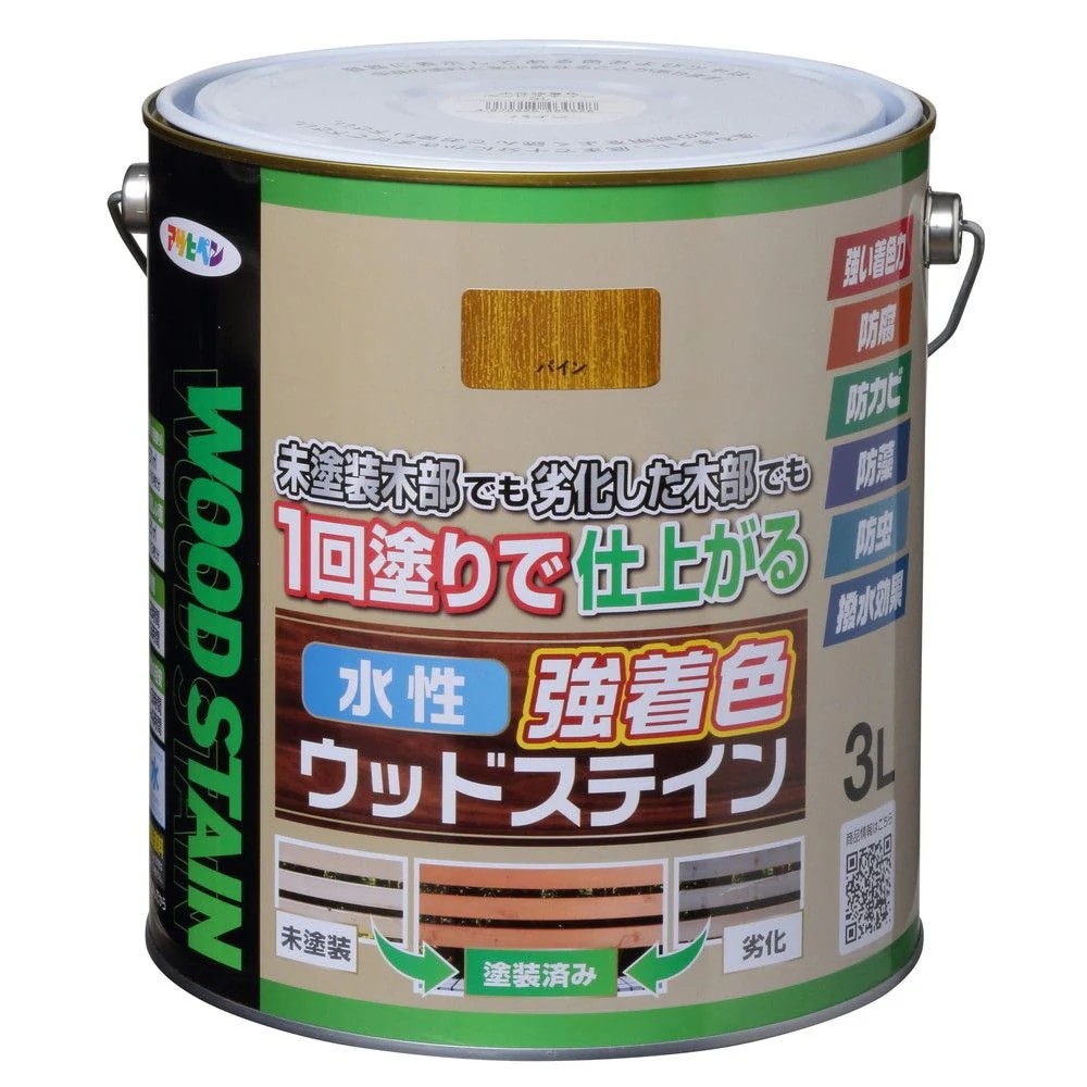 （まとめ買い）木部水性塗料 水性強着色ウッドステイン 3L パイン [x3] 11,267円