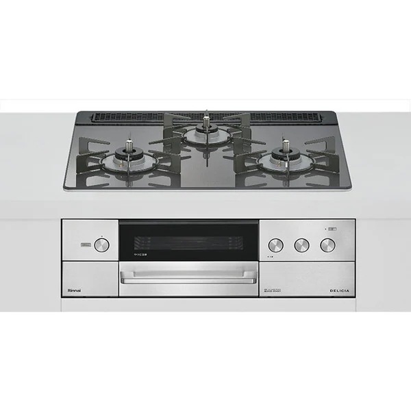 ビルトインガスコンロ プロパンガス用 両側強火タイプ 3口 60cm RHS31W38M15RCSTW-LP ツイードシルバー DELICIA