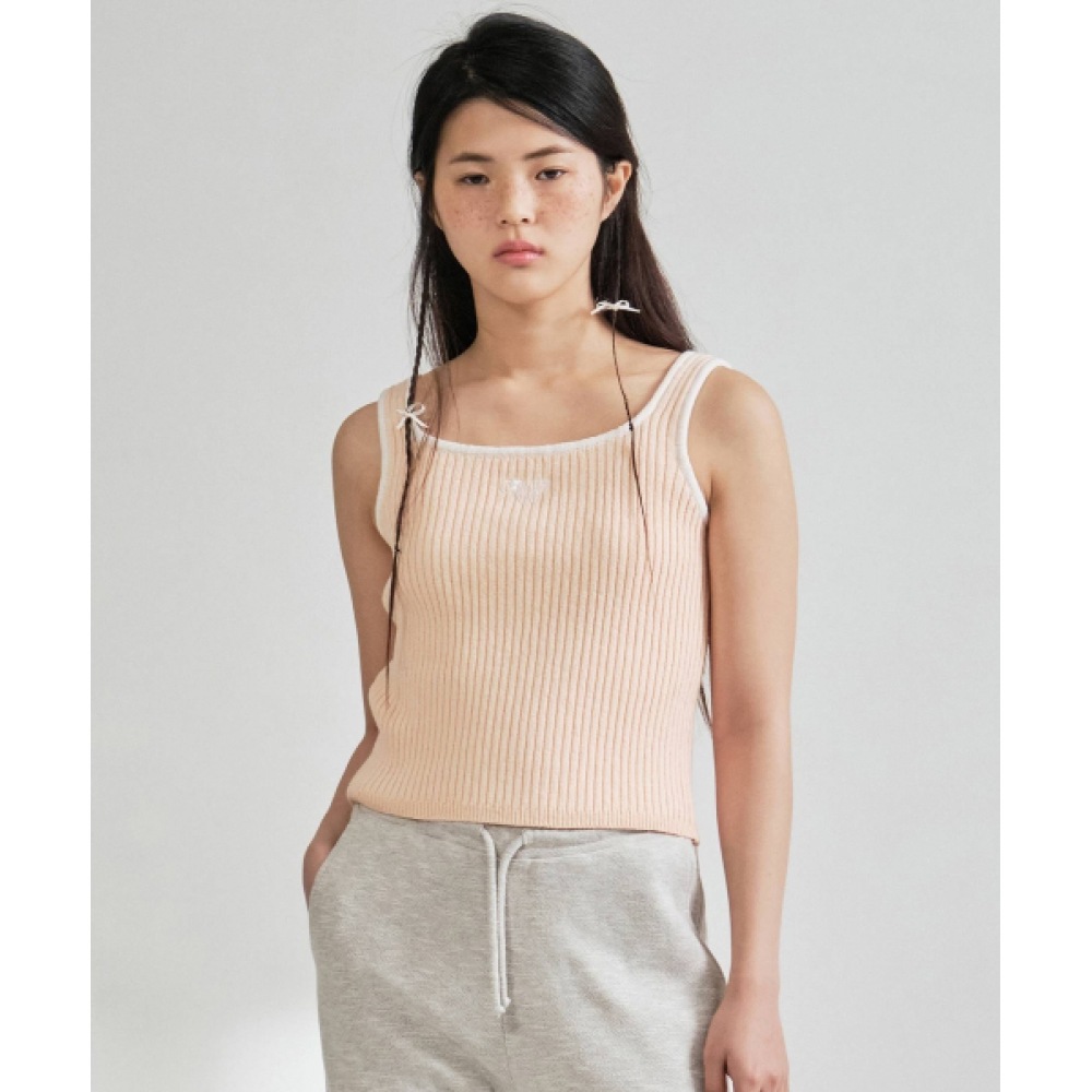 COVERNAT 女性用リップノースリーブニットサーモン