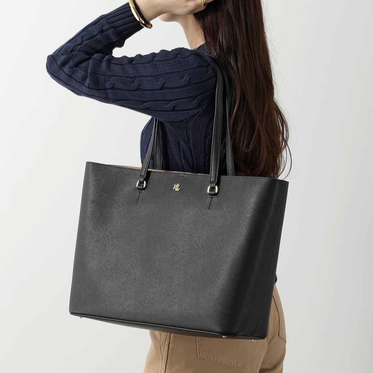 Lauren Ralph Lauren ローレンラルフローレン トートバッグ KARLY 431911655 レディース レザー 鞄 001/BLACK