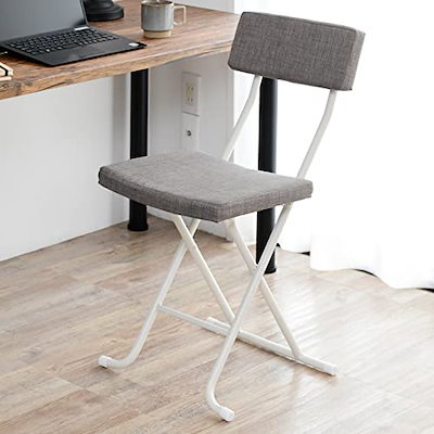 他サイト： 山善(YAMAZEN) 折りたたみ椅子 (ワイド) 背もたれ付き チェア パイプ椅子 幅39.5×奥行54×高さ81cm 完成品 グレー YZX-455(GY/WH)の商品画像