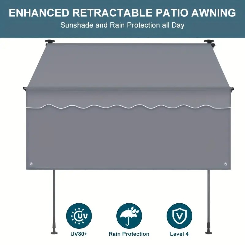 グレー タープ付き エンクロージャー 屋外 日よけ バルコニー ウィンドウ キャノピー