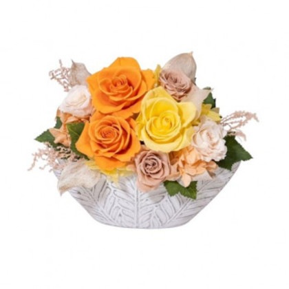 フラワーアレンジ ジェネルー オレンジ F-6117