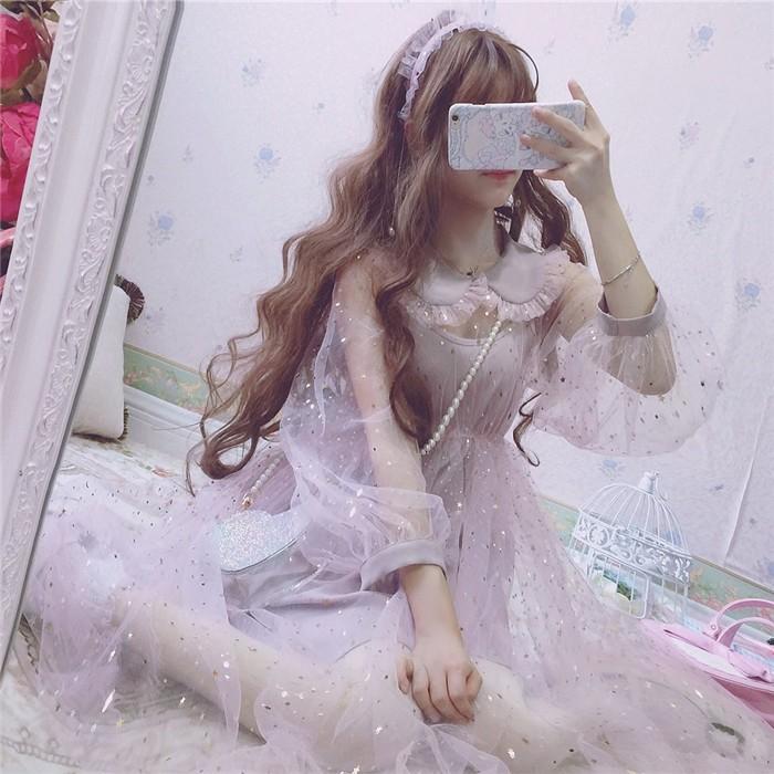ワンピース ロリータ ロリィタ ゆめかわいい フェミニン ロリィタ 原宿 ワンピース ロリータ レディース Aライン ロリィタ フェミニン 締め上げ 紗