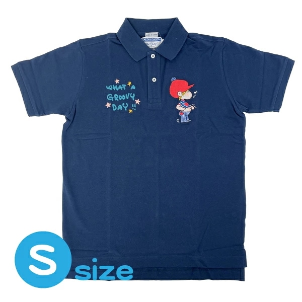 水森亜土 キャプテンサンタ コラボ ポロシャツ (S) ネイビー アパレル_8335-1047