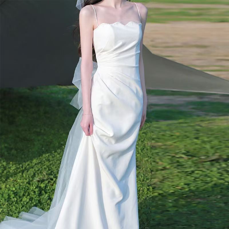 パーティードレス ウェディングドレス 新作 白 高級感 ロングワンピース 結婚式 花嫁 成人式 お呼ばれ ウェディング 演奏会 二次会 前撮り ワンピース ロングドレス