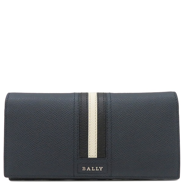 バリー BALLY 長財布 タリロ TALIRO グレインレザー ニューブルー シルバー金具 新品 未使用 紺 二つ折り TALIROLT17 【箱】【中古】