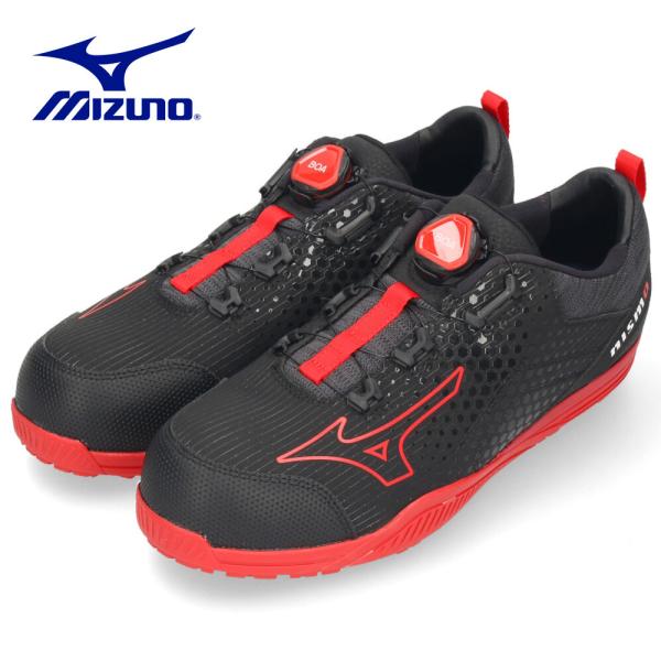 ミズノ 安全靴 オールマイティ メンズ 作業靴 ALMIGHTY TDII 51L BOA NISMO ワーキングシューズ ダイヤル式 スニーカー F1GA2500 09 ブラック 耐久