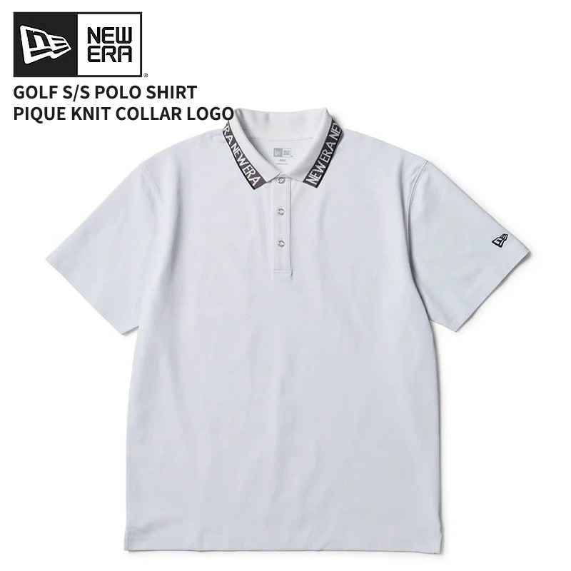 ニューエラ 半袖ポロシャツ 鹿の子 Collar Logo ホワイト ゴルフ カットソー 14859943
