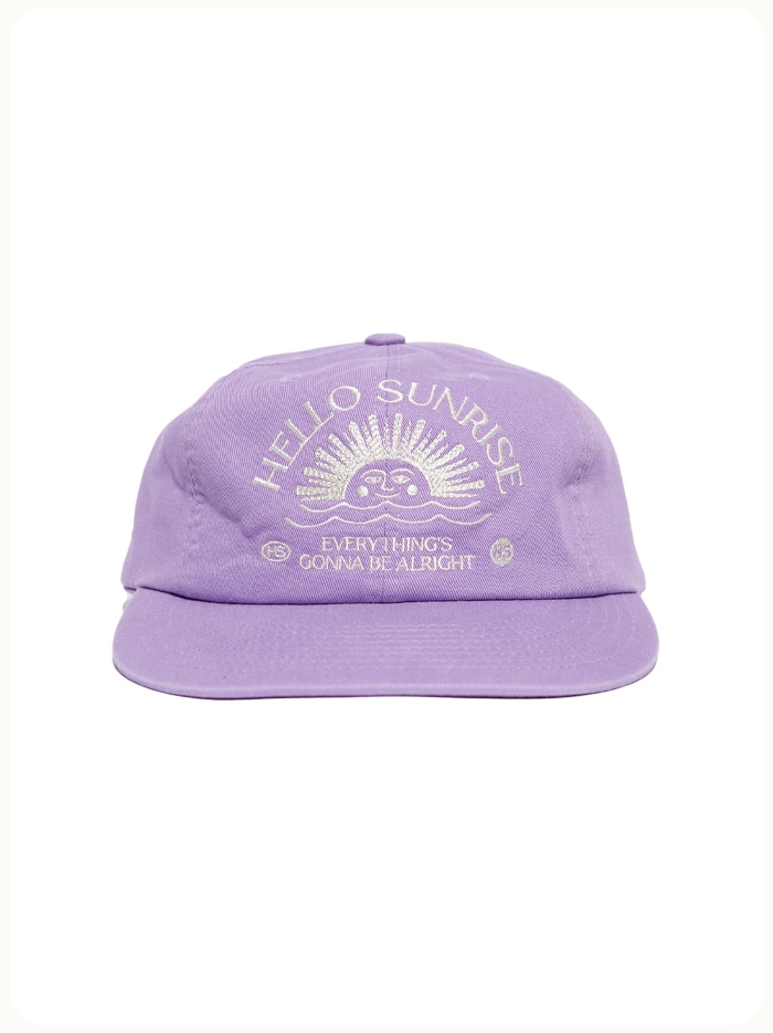 HELLO SUNRISE Washed HS Arch Logo 6Panel Cap Lavender Pink