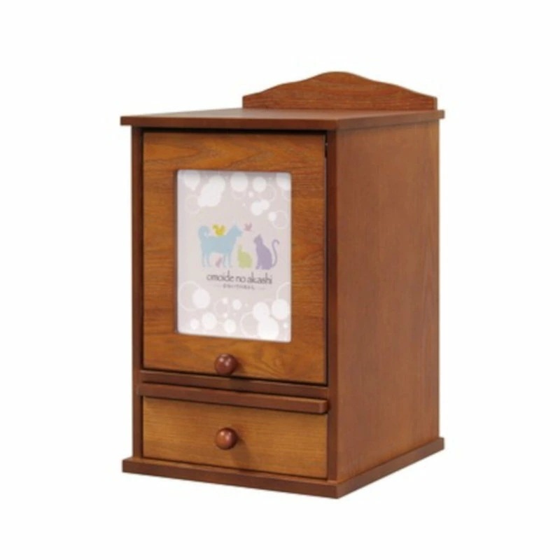 メモリアルBOX S　幅220　高さ364　奥行220　ブラウン　仏壇仏具　ペット　仏具　ペット用　ペット仏壇　ペット骨壺収納　コンパクト　写真フレーム　遺影　位牌　骨壺　収納　骨箱　六角袋