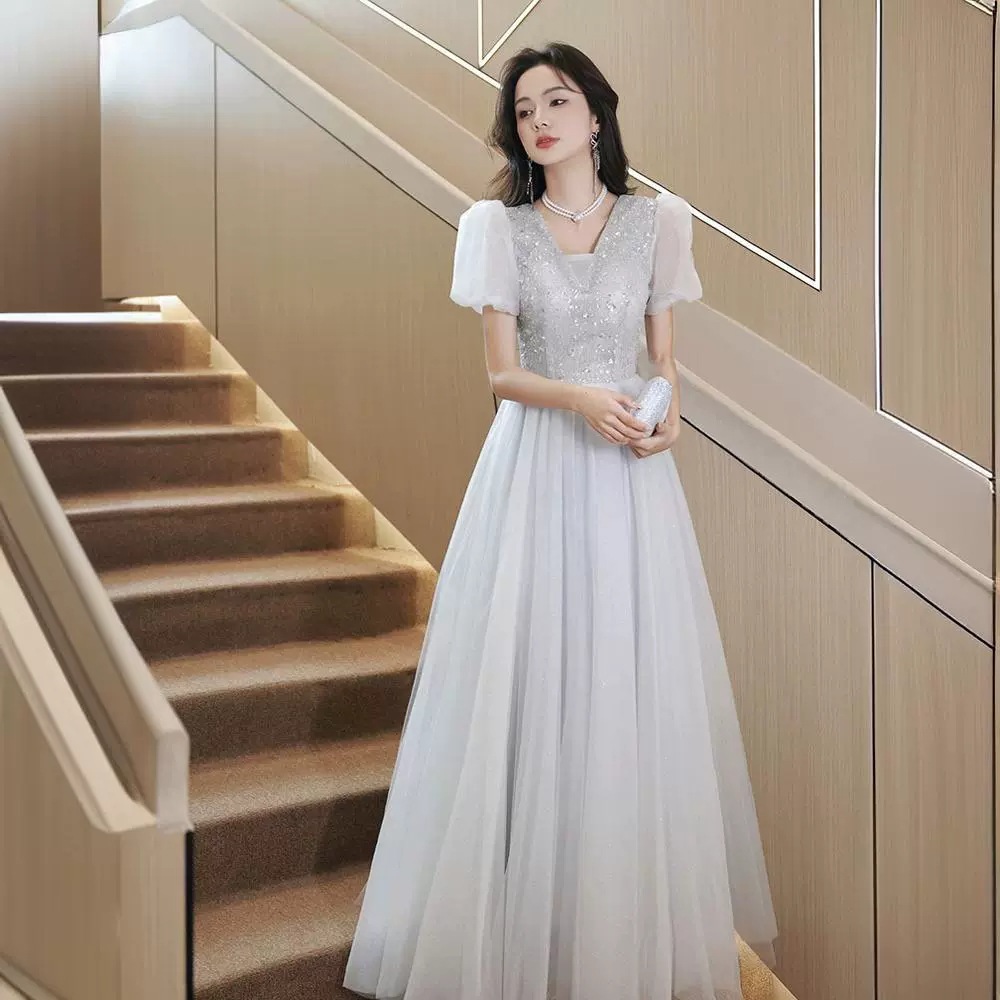 フレンチフェアリーイブニングドレスライトラグジュアリーニッチハイエンドバンケット気質ハイエンド婚約トーストドレスホストドレス夏