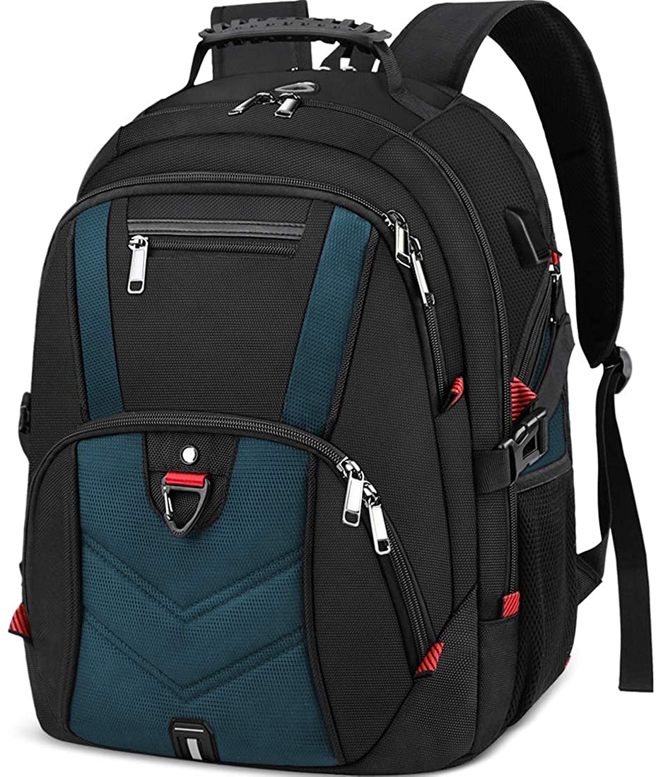 【本日限定価格】 NEWHEY 赤 ブルー 黒 通学 出張 旅行 通勤 USB充電ポート イヤホン穴