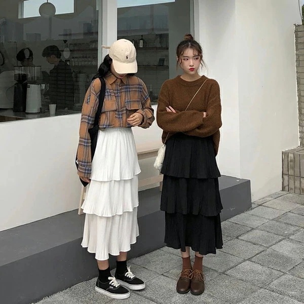 スカートその他 スカートハイウエスト 春夏コーデ ティアードスカート 通学 シルエット ウエストゴム ミモレ丈 Aラインスカート ロング丈 レディース レディース カジュアル フリルスカート フレアス