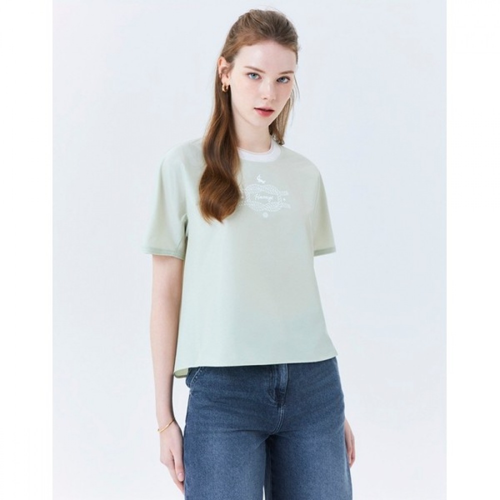 (ヘッジズレディース) 24SS ライトグリーンニットカラープルオーバーブラウス HSSH4B406E1