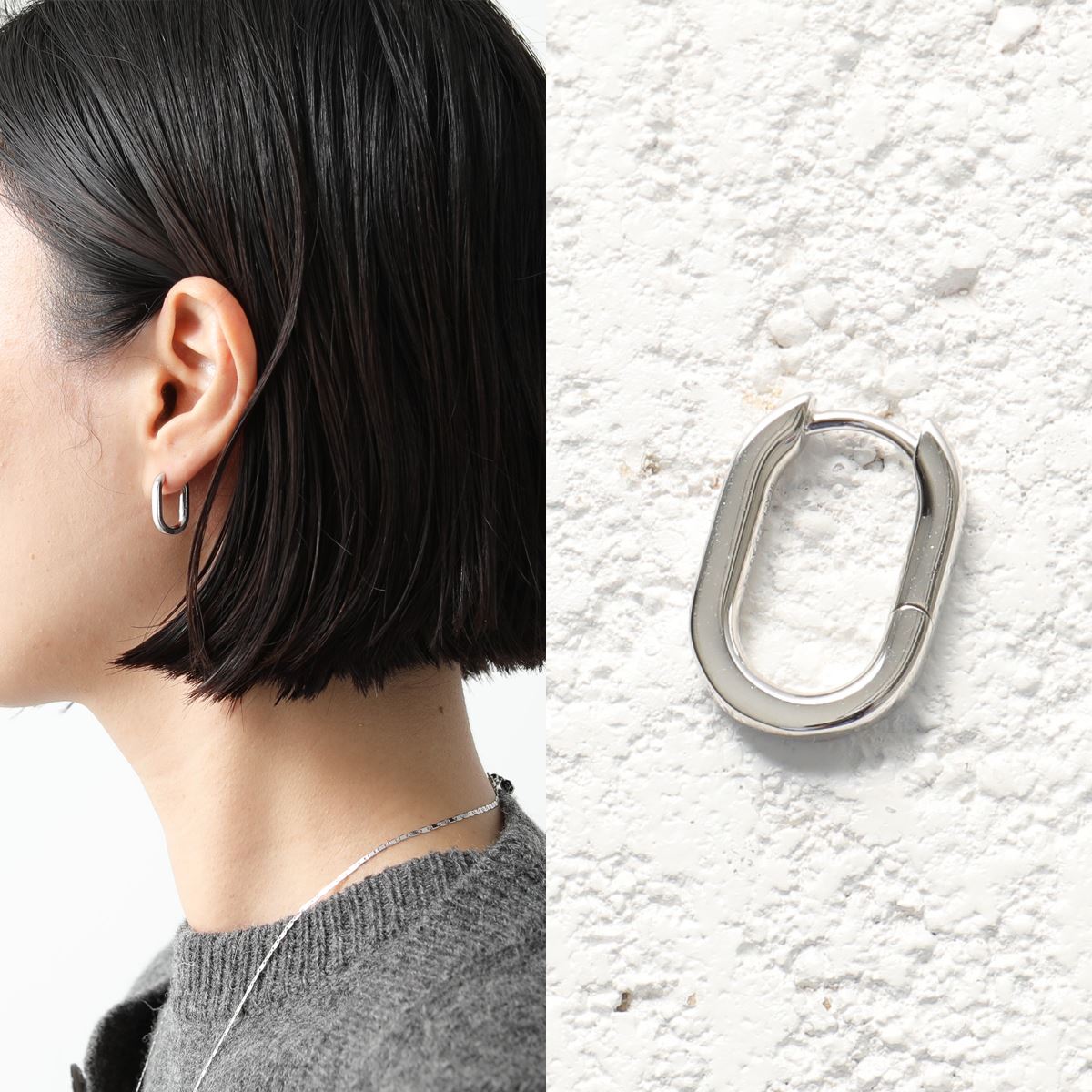 MARIA BLACK マリアブラック フープピアス Slick Huggie Pierced Earring Silverスクリックハギー 100852AG レディース 片耳販売 silver925