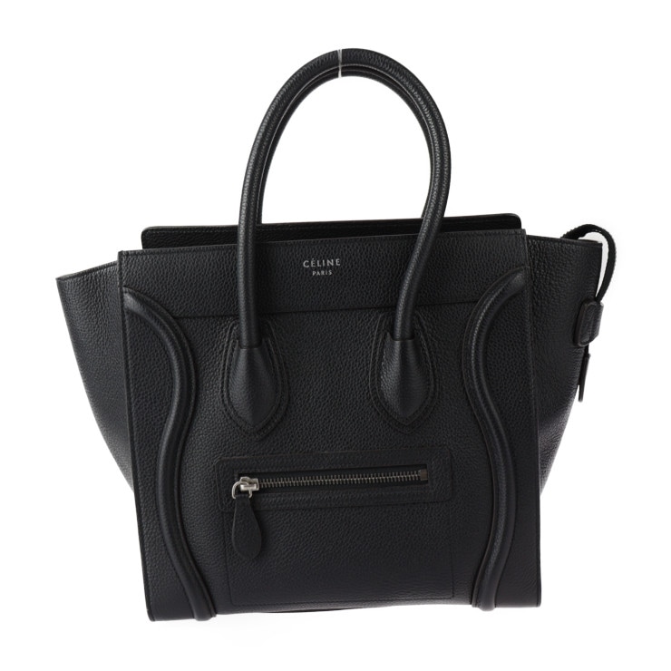 美品 CELINE セリーヌ ハンドバッグ - マイクロ ラゲージ MICRO LUGGAGE レザー ブラック シルバー金具 マイクロショッパー トートバッグ 本物保証 中古
