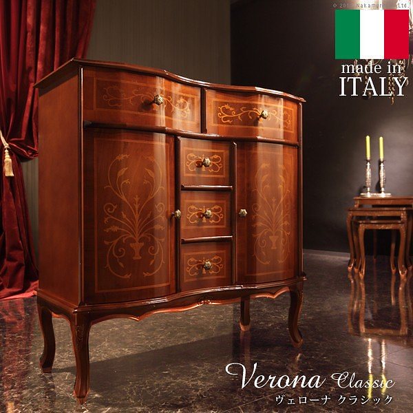 アンティーク調 輸入家具 ヴェローナクラシック リビングキャビネット 猫脚サイドボード 送料無料