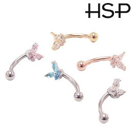 アイブロウ 16G CZ バタフライジュエル アイブロウ バナナバーベル ボディピアス 眉ピアス 眉 ボディーピアス ボディピ サージカルステンレス アレルギー