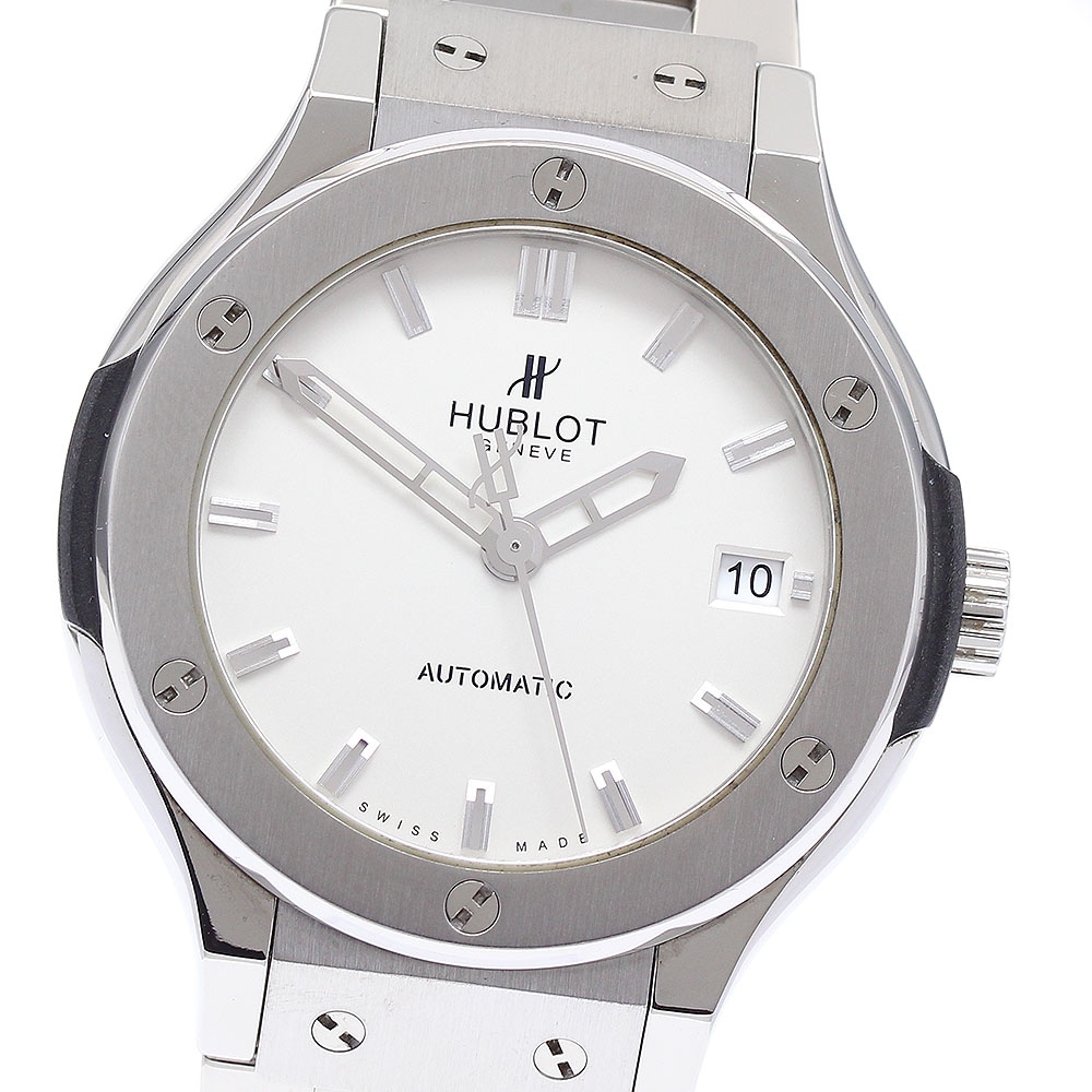 ウブロ HUBLOT 565.NX.2610.NX クラシック フュージョン チタニウム デイト 自動巻き ボーイズ 保証書付き_890518【中古】