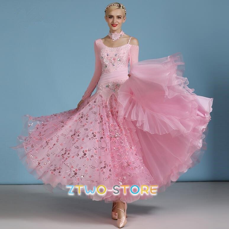 新しい子供用ダンスウェア 社交ダンスドレスレディース モダンダンス ロング丈ワンピース 長袖 レッスン着 フラメンコ ワルツ専用ドレス スタンダード練習着 2枚購入で2308円OFF