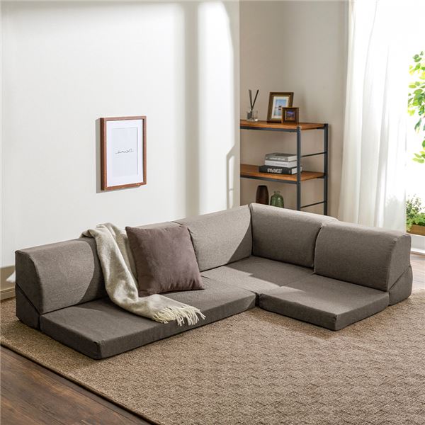 フロア コーナーソファ 3点セット グレー 1人掛け 2人掛け コーナー ソファセット フロアソファ ローソファ
