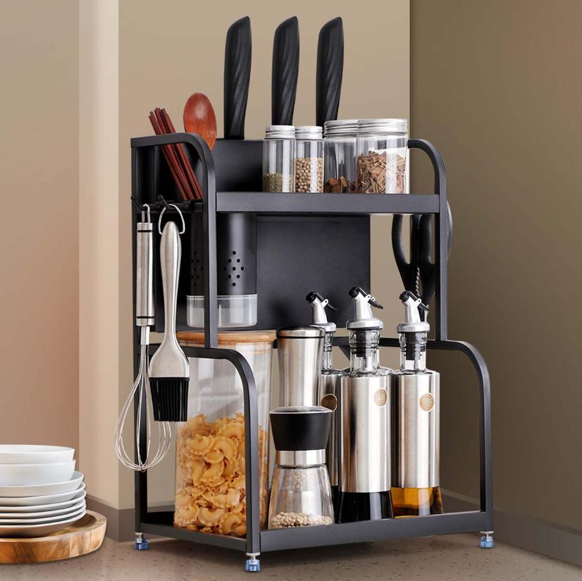 調味料ラック 二段式 ステンレス製 調味料棚 台所収納ラック ステンレス調味料置物架 調味料収納ラック キッチンラック 調味料収納 台所収納 調味料入れ 防汚 防油